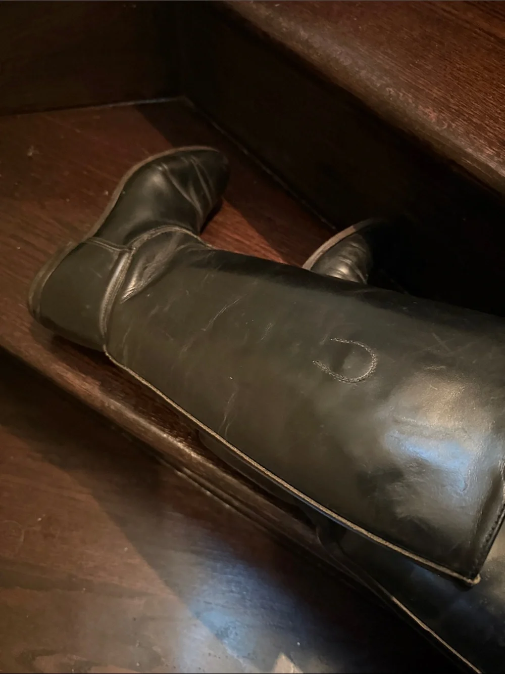 Tall Black Leather Riding Boots